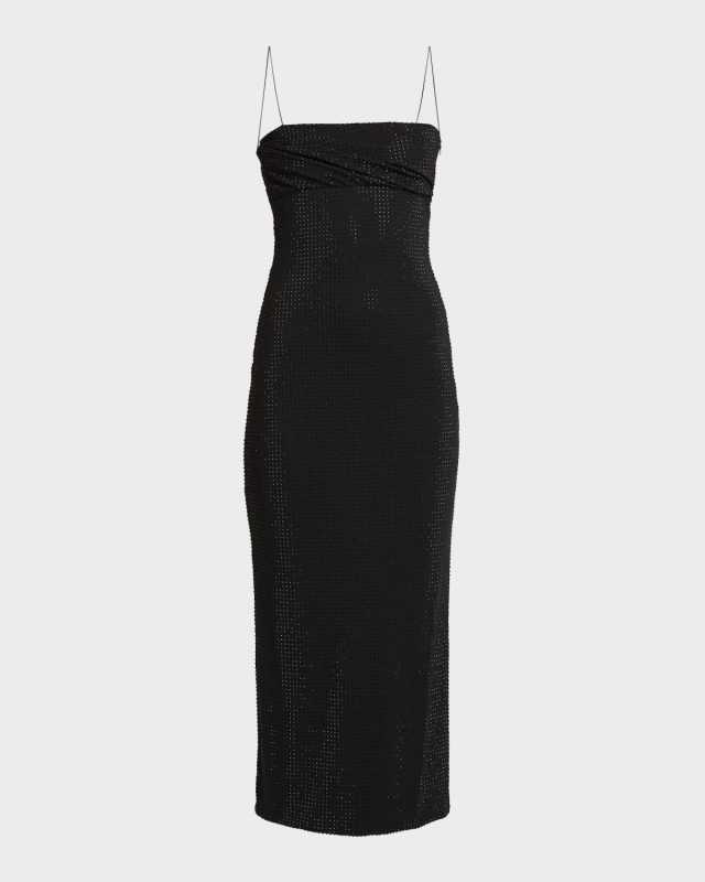 Crystal Strass Empire-Waist Sleeveless Midi Dress