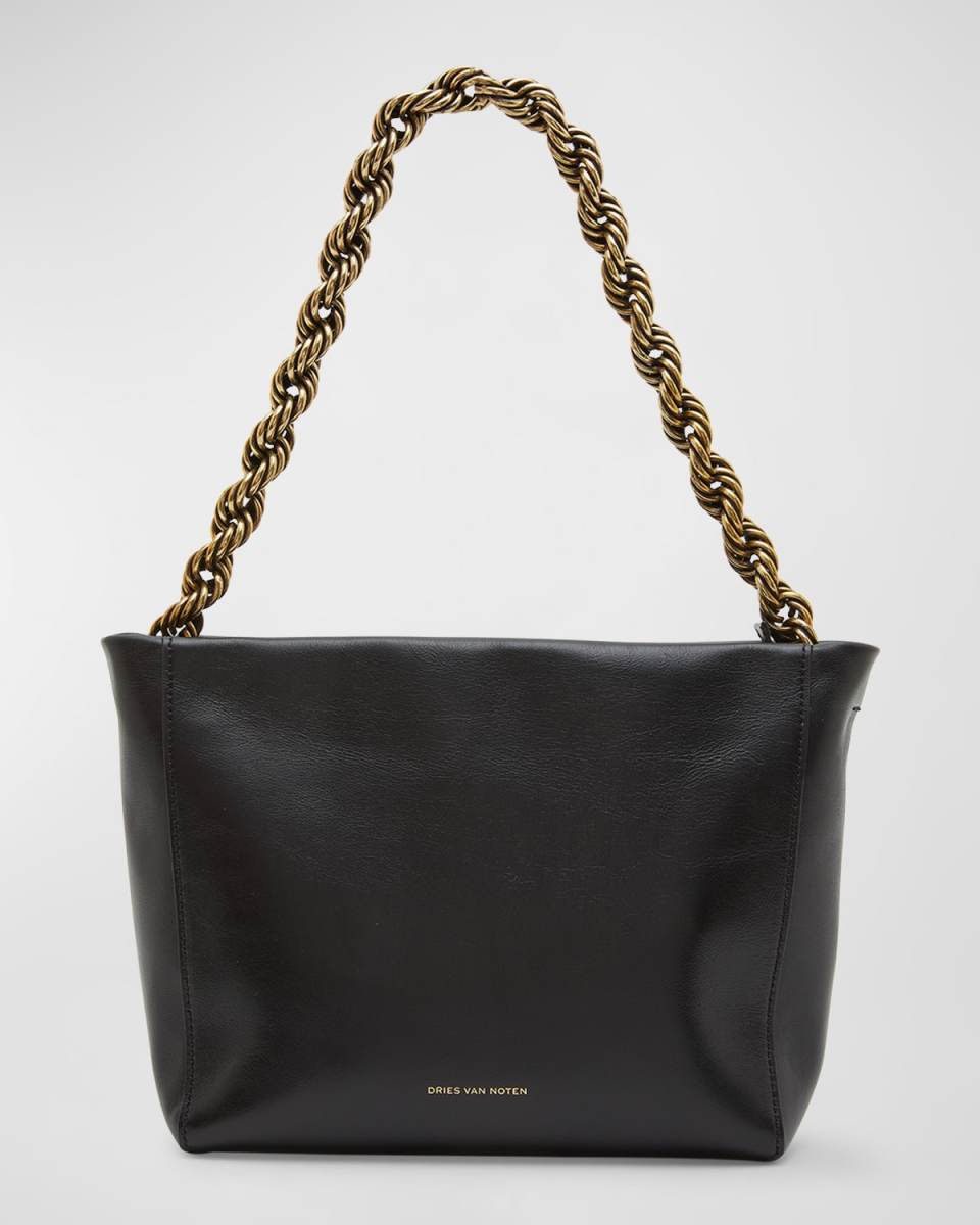 Chain Zip Leather Tote Bag