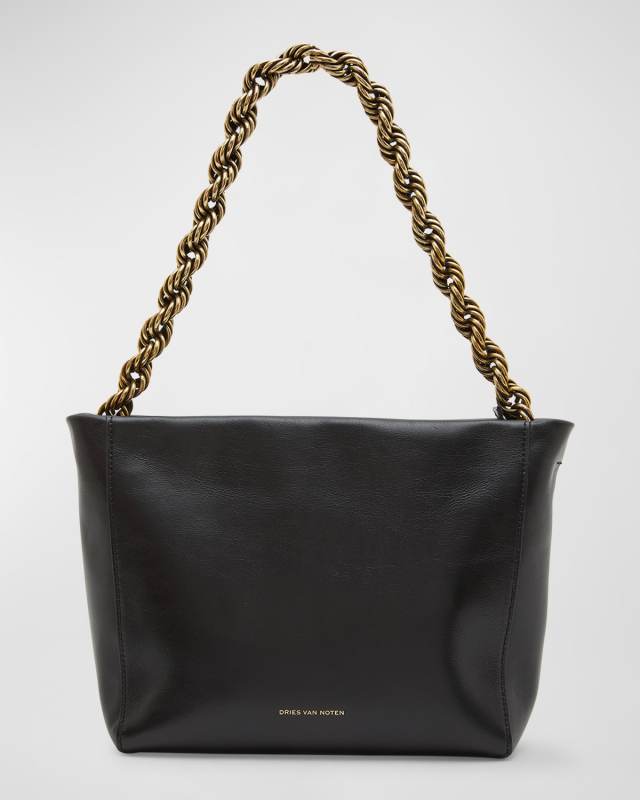 Chain Zip Leather Tote Bag