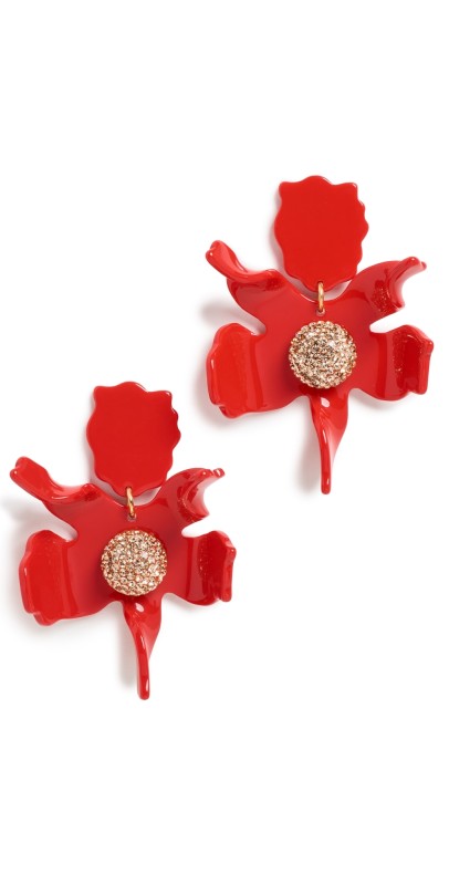 Lele Sadoughi Crystal Lily Earrings Scarlet