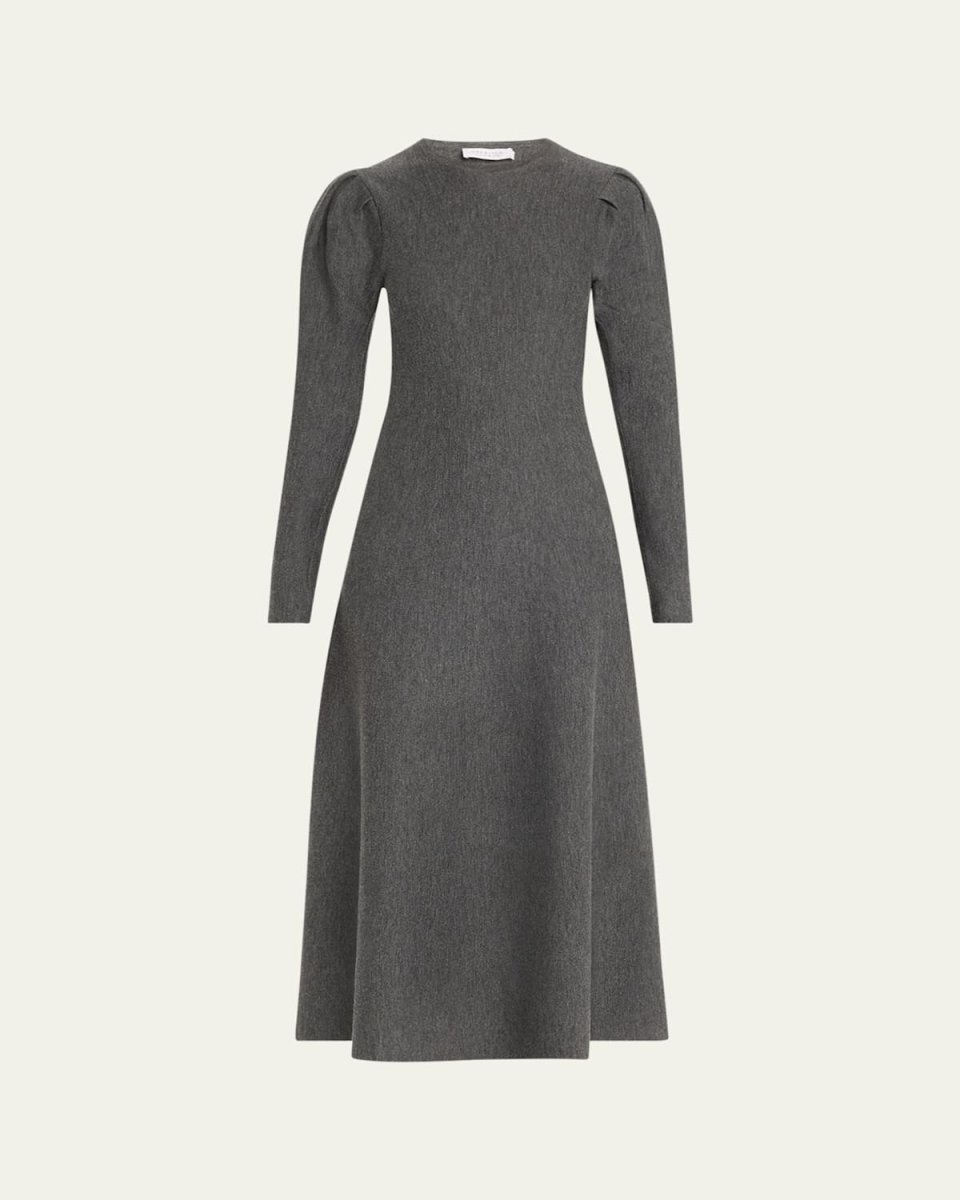 Hannah Puff-Sleeve Wool-Cashmere Maxi Dress