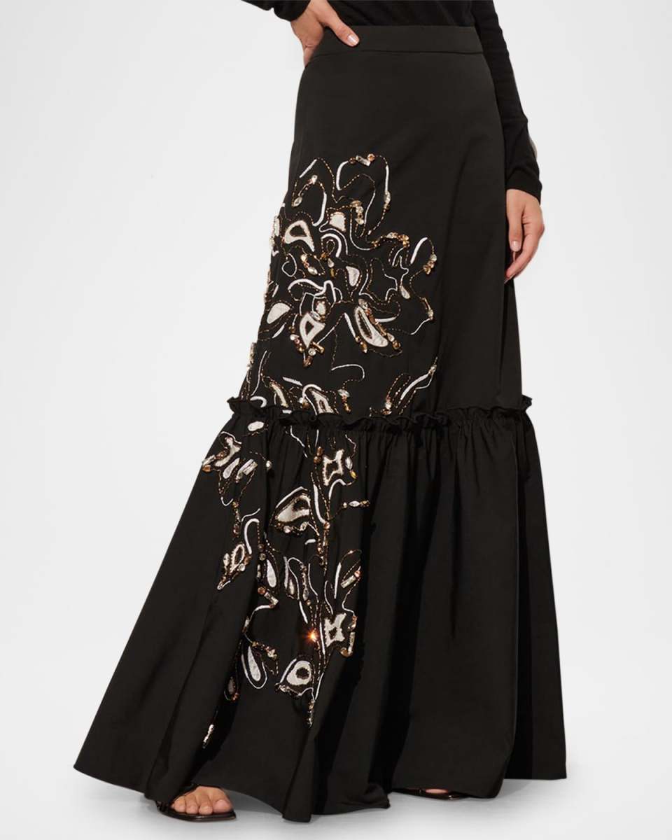 Jordan Crystal Tiered Maxi Skirt