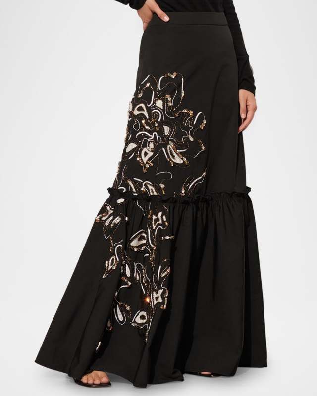Jordan Crystal Tiered Maxi Skirt