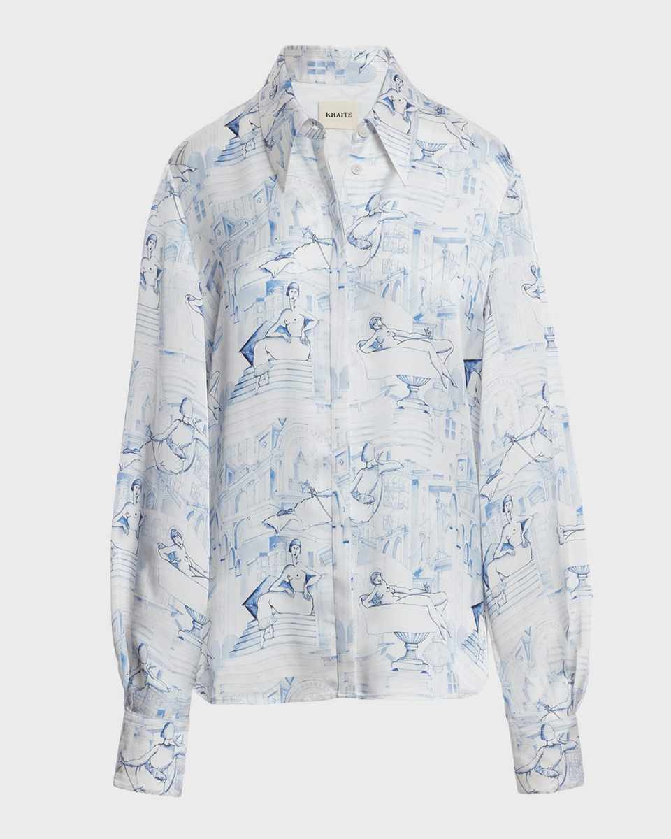 Minta Toile-Print Collared Top