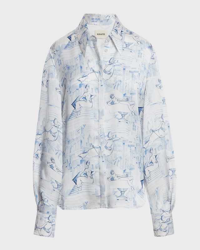 Minta Toile-Print Collared Top