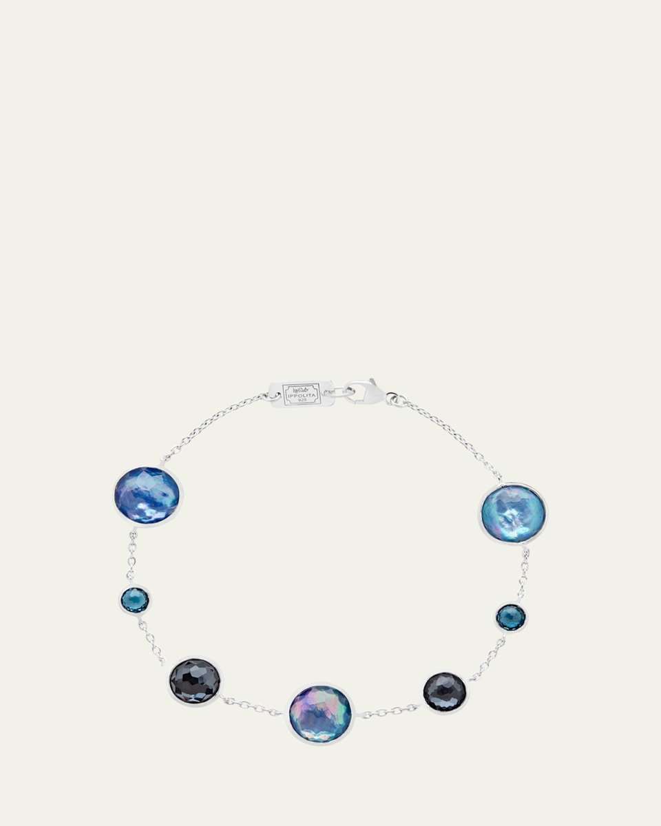 7-Stone Link Bracelet in Sterling Silver