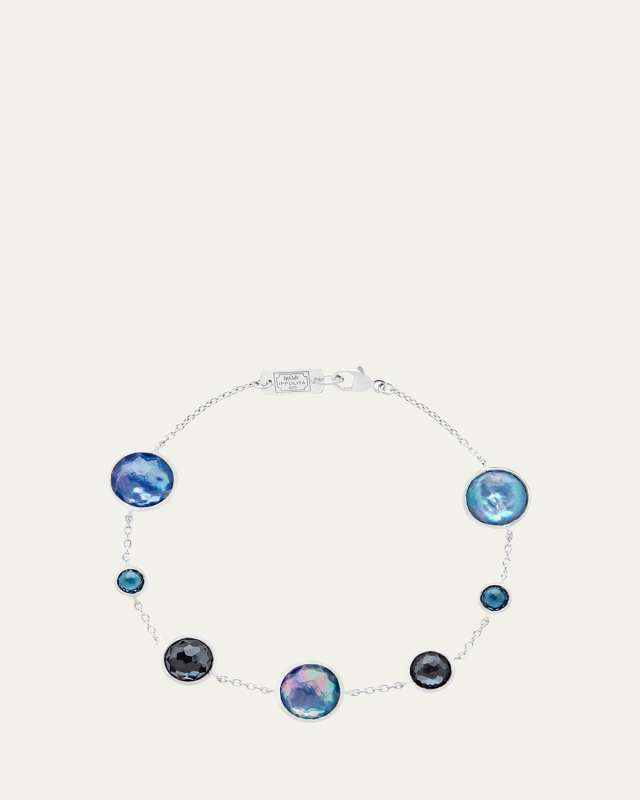 7-Stone Link Bracelet in Sterling Silver