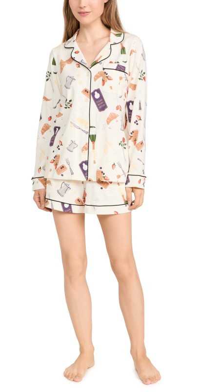 BedHead PJs Long Sleeve Boxer PJ Set Breakfast In Bed