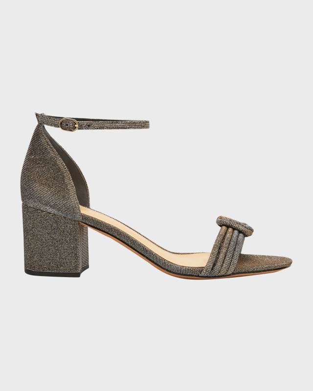 Vicky Metallic Knot Ankle-Strap Sandals