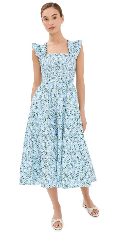 Hill House Home The Ellie Nap Dress Basketweave Vine, Blue