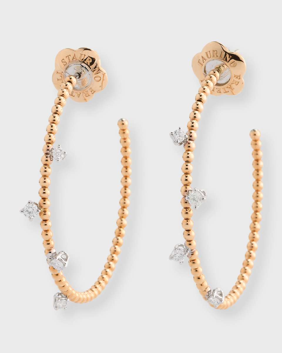 18K Rose Gold La Vuleta Diamond Hoop Earrings
