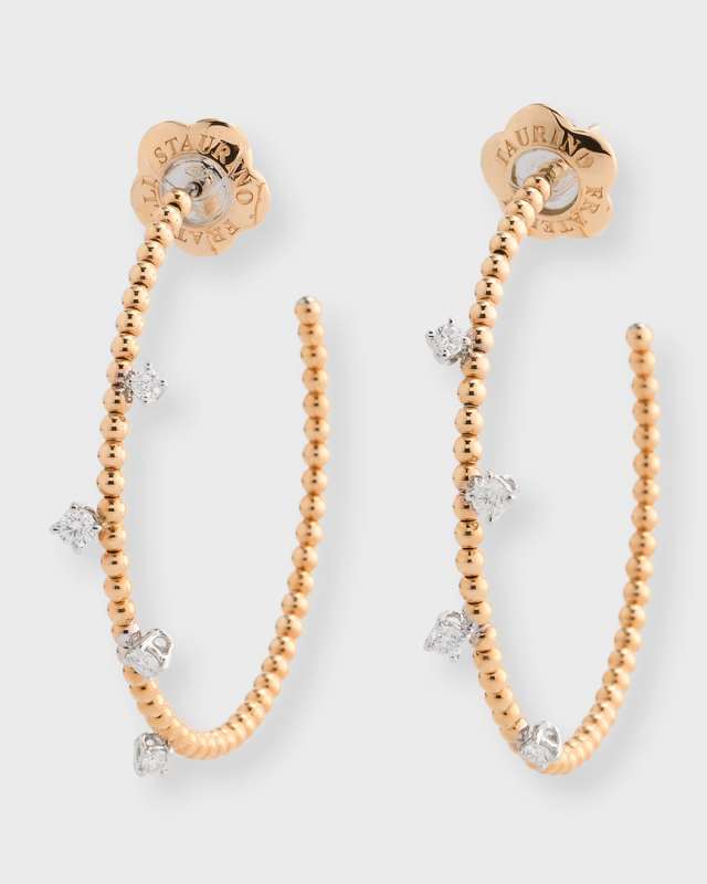 18K Rose Gold La Vuleta Diamond Hoop Earrings
