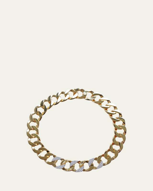 Curblink 18K Yellow Gold and Platinum Diamond Necklace