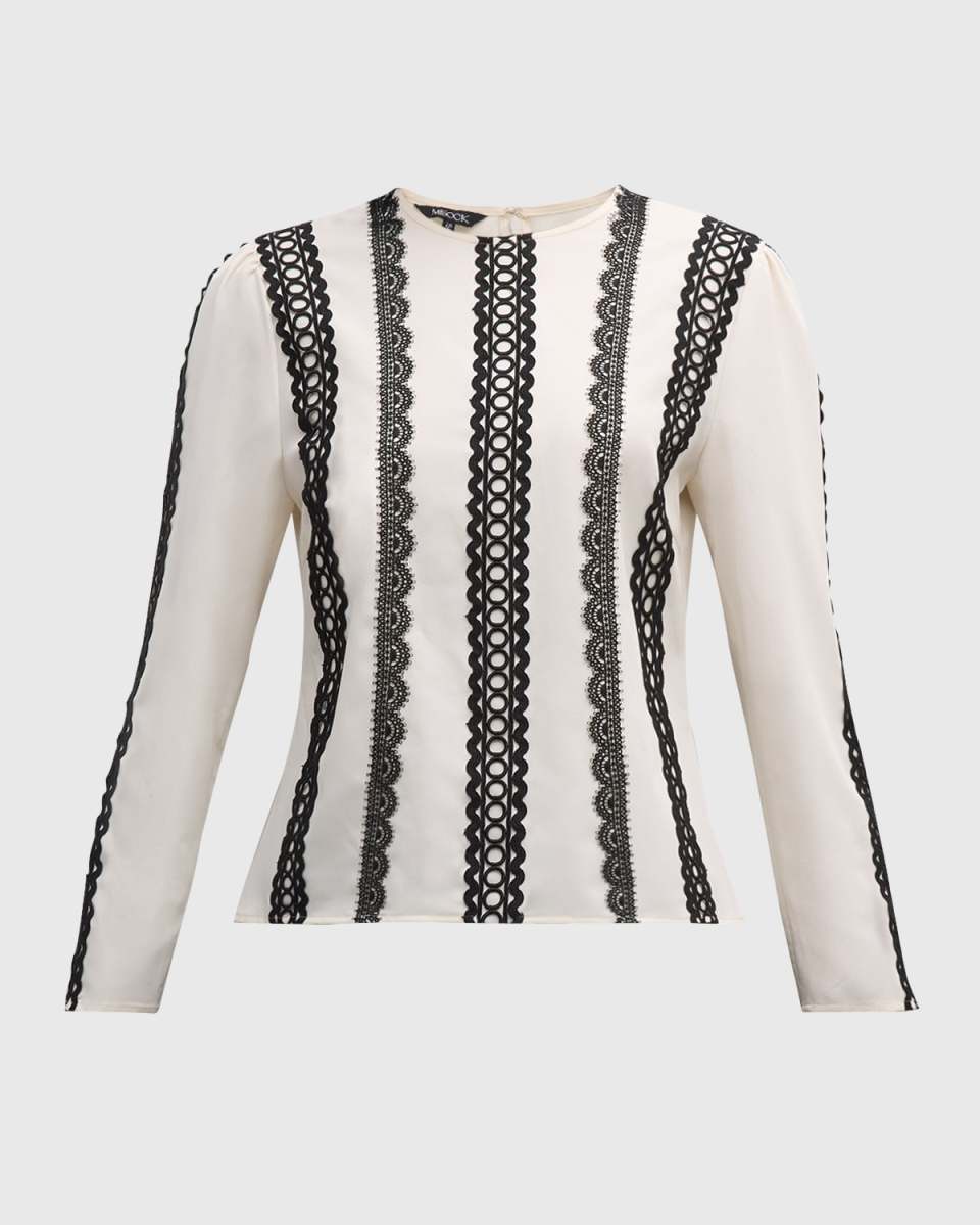 Lace Applique Woven Blouse