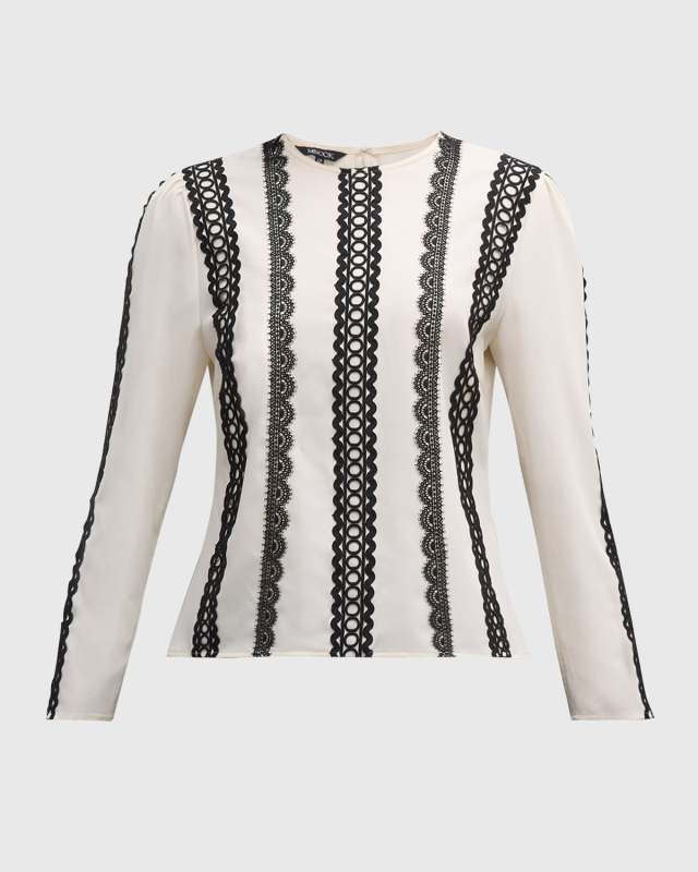 Lace Applique Woven Blouse