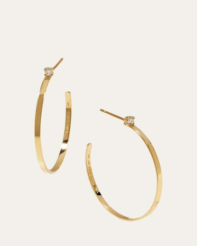 14k Diamond Sunrise Hoop Earrings