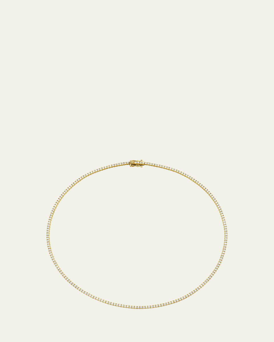 14K Yellow Gold Diamond New Tennis Necklace