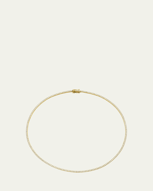 14K Yellow Gold Diamond New Tennis Necklace