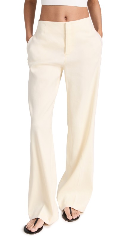 FRAME High Rise Wide Leg Trousers Off White