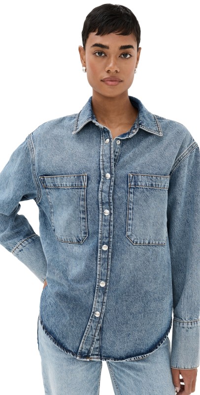 ANINE BING Dante Shirt Vintage Indigo Denim Washed Blue