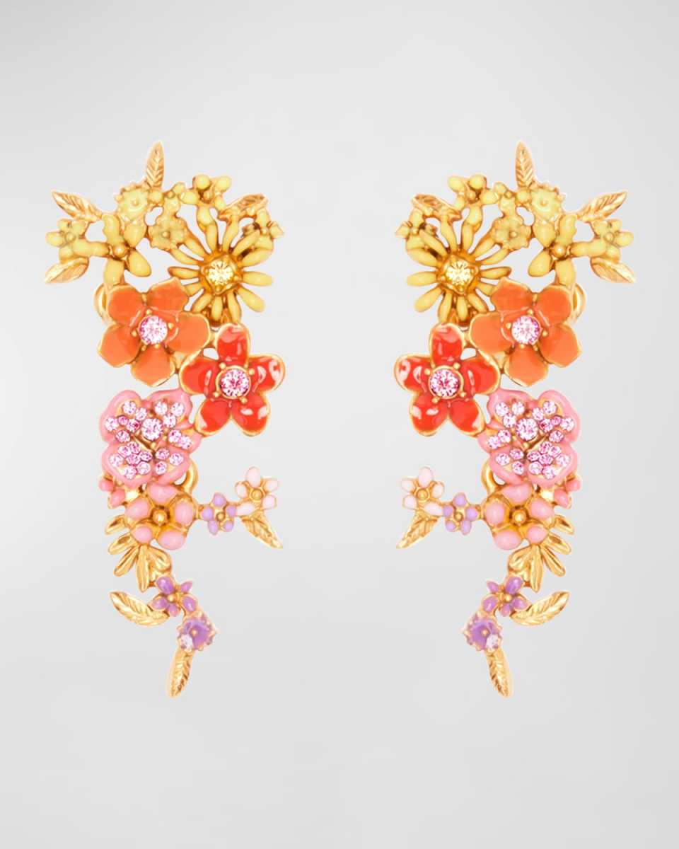 Enamel Flower Drop Earrings