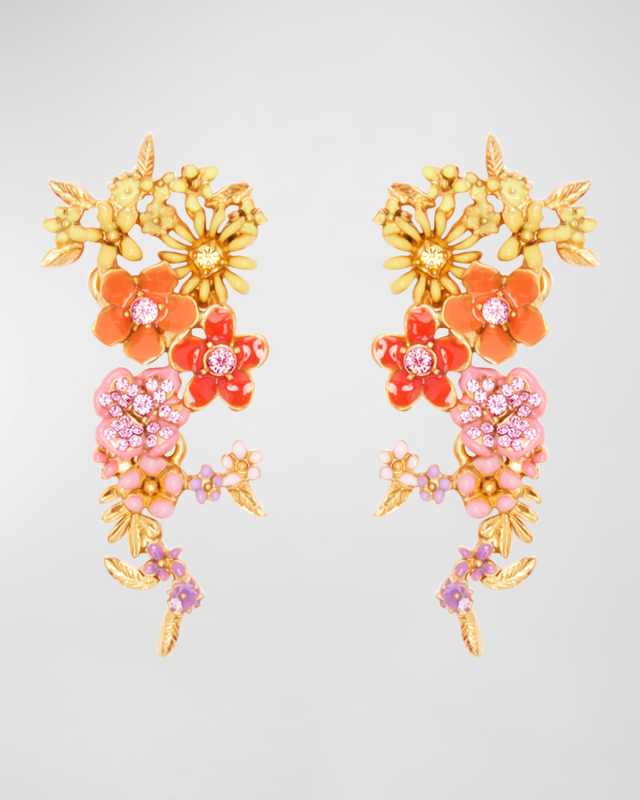 Enamel Flower Drop Earrings