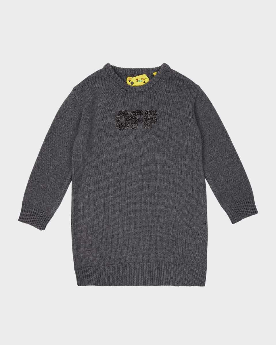Girl's Chunky Logo-Print Knit Sweater, Size