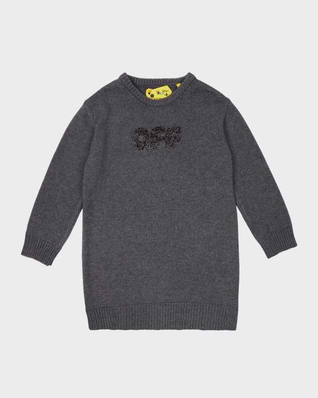 Girl's Chunky Logo-Print Knit Sweater, Size