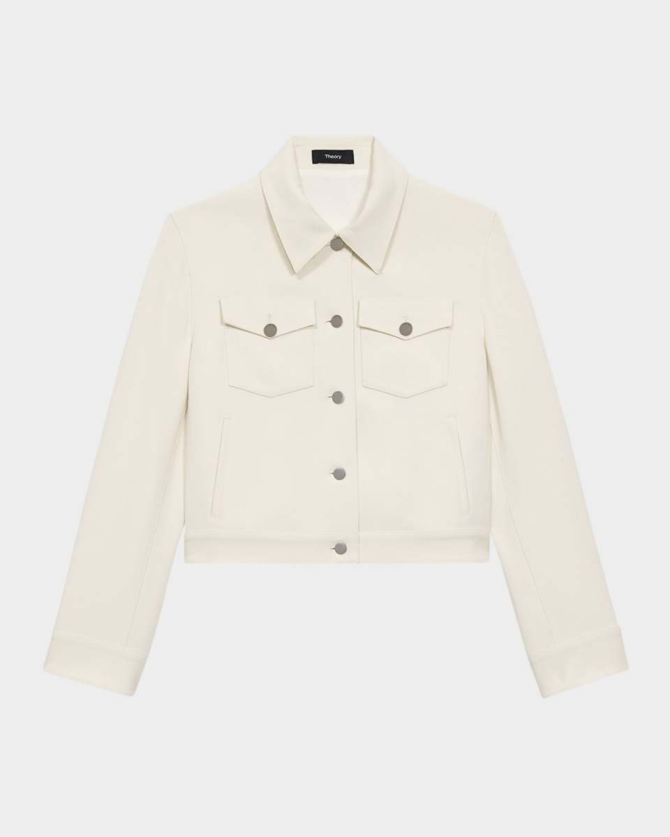 Shrunken Crepe Trucker Jacket