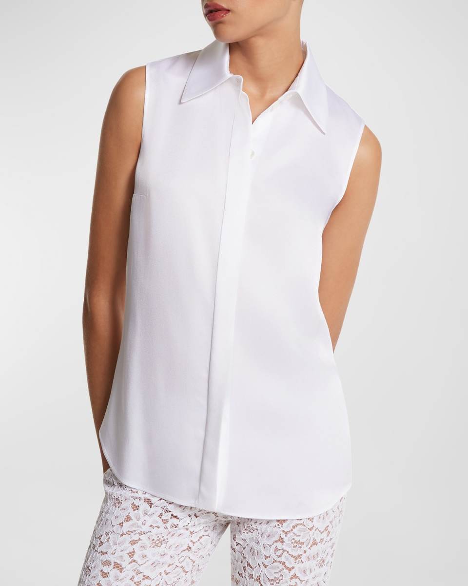 Hansen Sleeveless Satin Collared Shirt