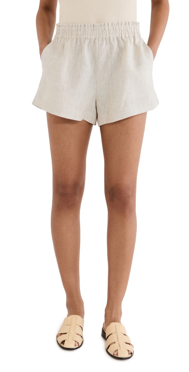 Reformation Mila Linen Shorts Oatmeal