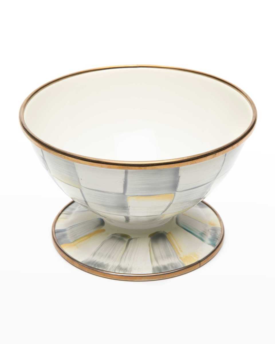 Sterling Check Enamel Ice Cream Dish