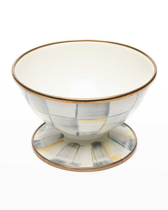 Sterling Check Enamel Ice Cream Dish