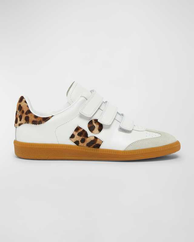 Beth Leopard Mixed Leather Sneakers