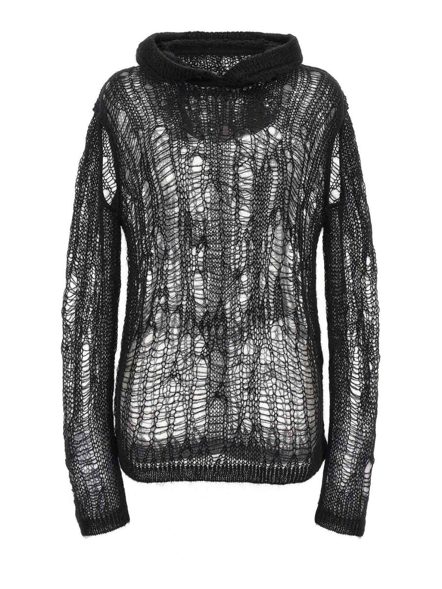 Rick Owens Pull Col Rond - Noir