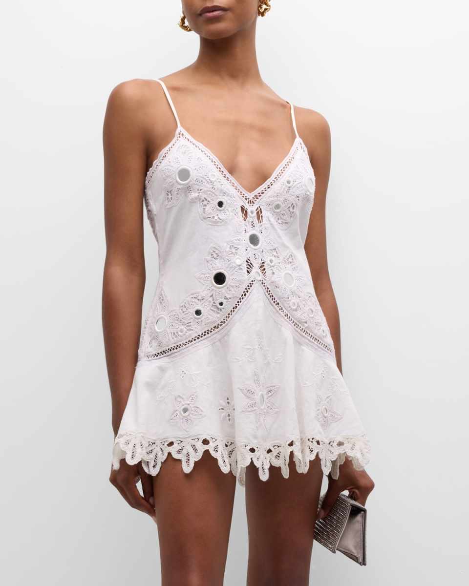 Brealynn Embellished Cotton Lace Mini Dress