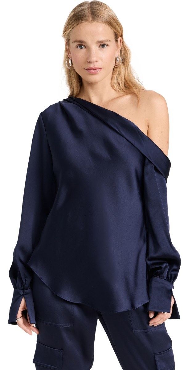 SIMKHAI Alice One Shoulder Top Black