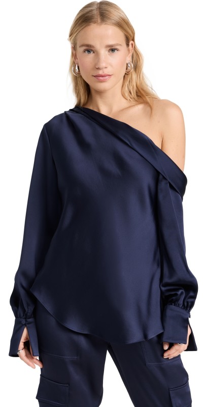 SIMKHAI Alice One Shoulder Top Midnight