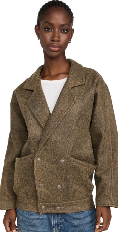 R13 Double Breasted Jacket Coated Wool