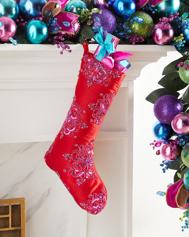 Christmas Stocking with Floral Design