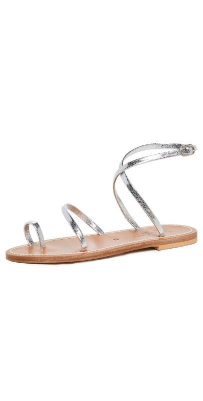K. Jacques Loki Toe Ring Wrap Sandals Silver
