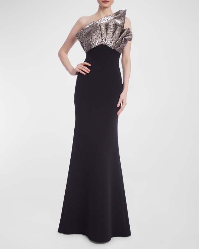 Strapless Metallic-Embellished Trumpet Gown