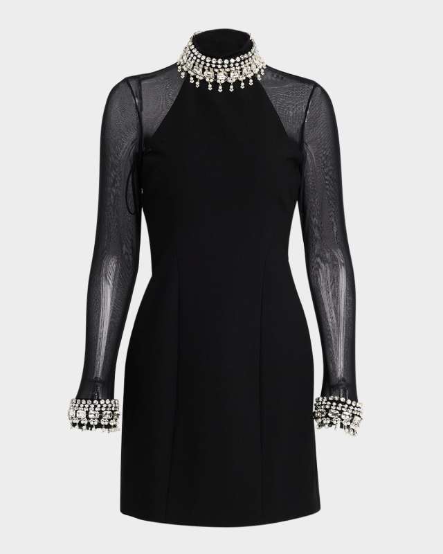 Loretta Pearl-Trim Mini Dress