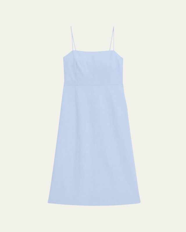 Strappy A-Line Linen-Blend Midi Dress