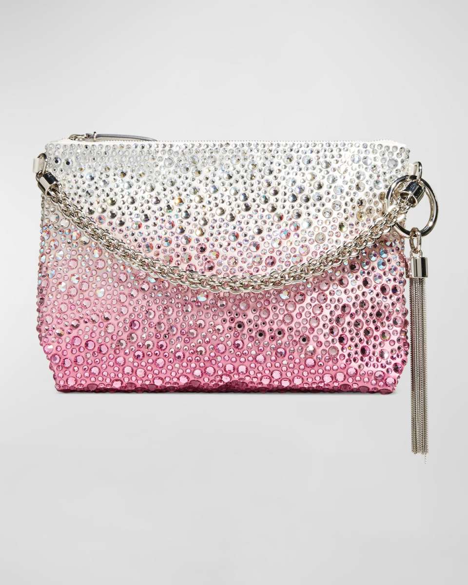 Callie Crystal Leather Chain Top-Handle Bag