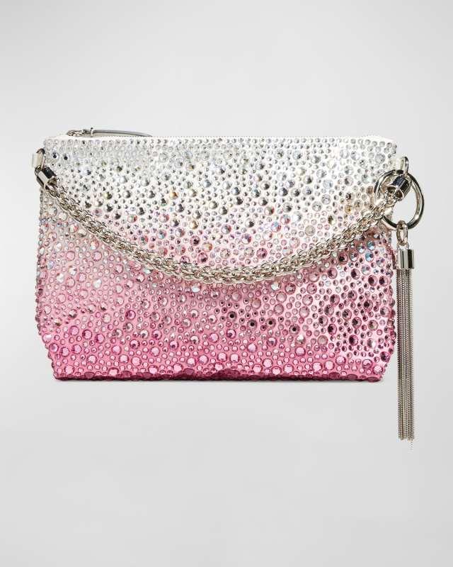 Callie Crystal Leather Chain Top-Handle Bag