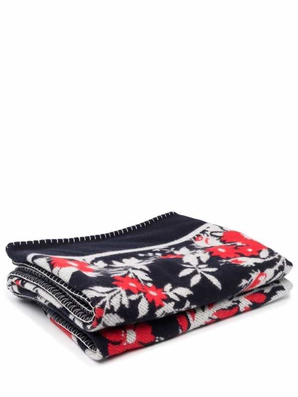 floral intarsia knitted blanket