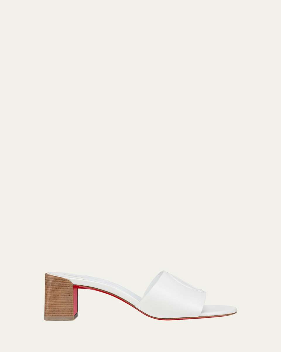 Leather Logo Block-Heel Mules