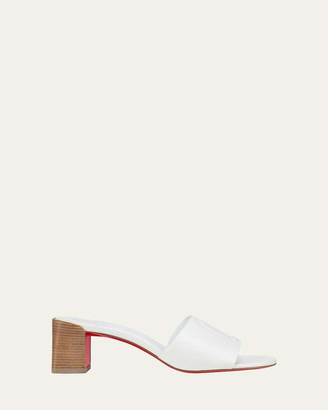 Leather Logo Block-Heel Mules