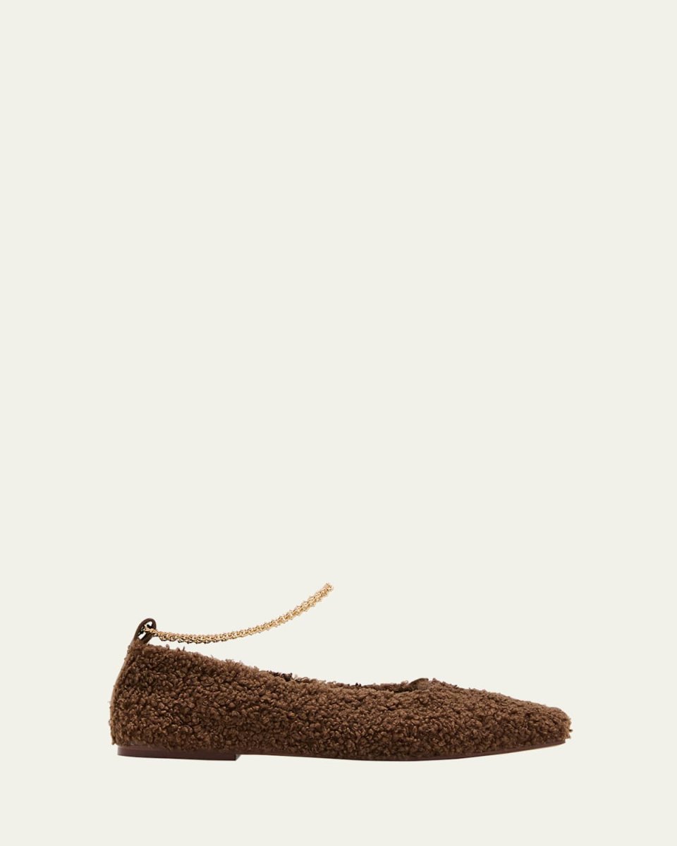 Augusta Faux Fur Ankle-Chain Ballerina Flats
